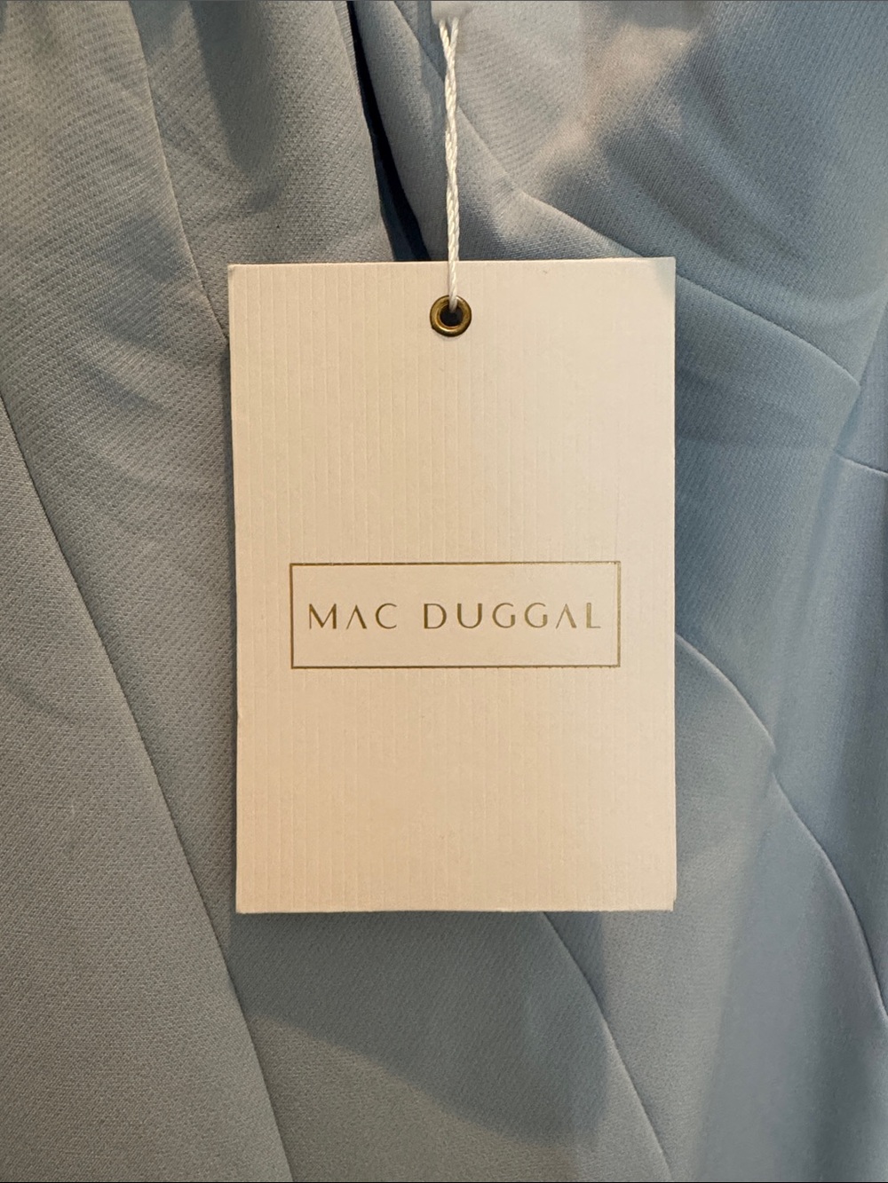 Mac Duggal 11810 Blue Crepe One Shoulder Gown With Crystal Flower Size 6 NWT - Picture 10 of 11